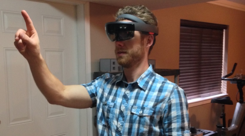 Drew wearing a HoloLens